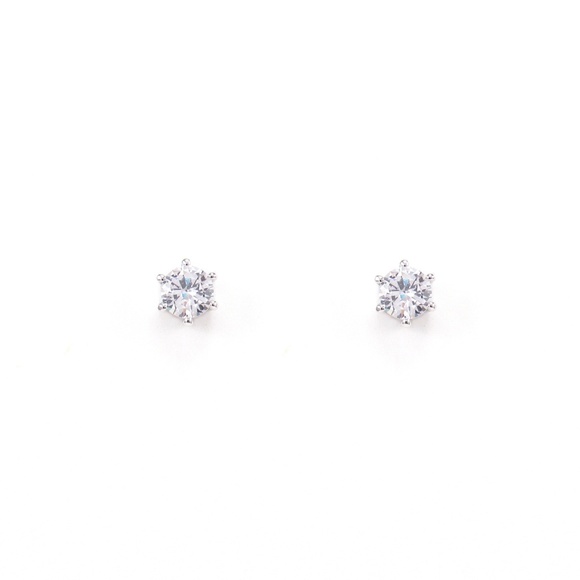 MonaBella Jewelry - Crystal Stud Earrings Round Cut Sterling Silver